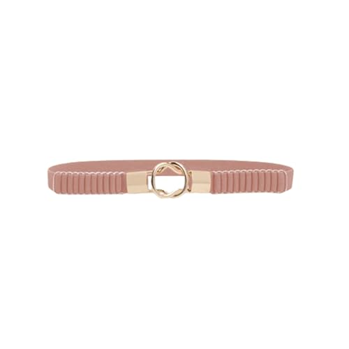 F Dream Women Wide Elastic Waist Belt, Vintage Stretchy Waistband with buckle, Retro Fashion Ladies Belts for Dresses Jeans Pants, Pink, One Size