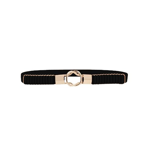 F Dream Women Wide Elastic Waist Belt, Vintage Stretchy Waistband with buckle, Retro Fashion Ladies Belts for Dresses Jeans Pants, Black, One Size