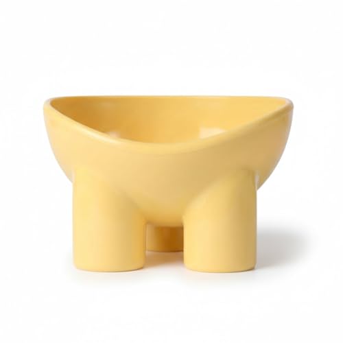 Cature Elevated Cat Feeding Bowl | Raised Tilted Food & Water Bowl for Cats | Anti-Vomiting, Neck Protection Design | Durable Pet Feeding Dish (Color May Vary)