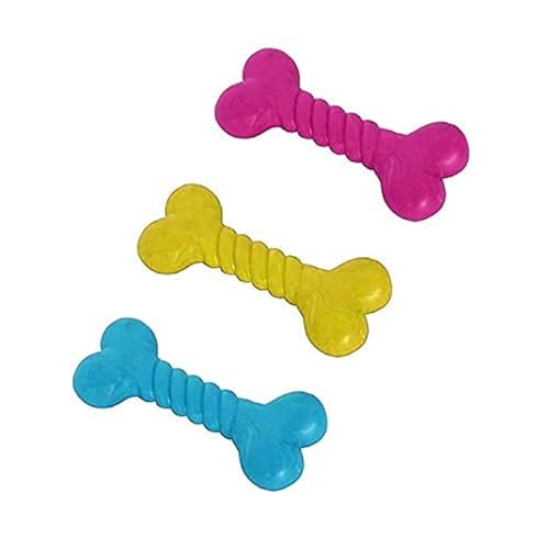 SRIPET Interactive Bone Dog Chew Toy, Rubber chew Toys for Dog and Puppies (Multicolor, Pack of 3)