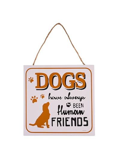 F DREAM Dogs have always Been Human Friends Signs Wooden Poster Wall Art for Home Office and Farmhouse Cottage Decorations for Living Room Bedroom 6.88 x 6.88 inches