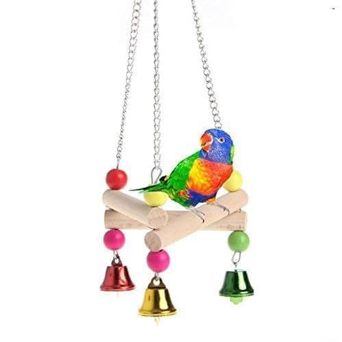 WildBird Care Natural Wood Bead Chain Swing Toy for Parrot, Budgies, Cockatiel, Lovebird, Budgerigar, Sun Conure, Finch, African Grey, Canary, Cockatoo, Macaw Birds. (Pack of 1)