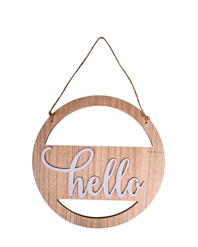 F Dream Round Wood Sign, Front Door Decoration, Wall Decoration, Tin Sign-Hello, Door Hanging, Wall Hanging, Wall Art, Home Decorative Items For Living Room, Bedroom, Entrance Artworks Wall Hangings