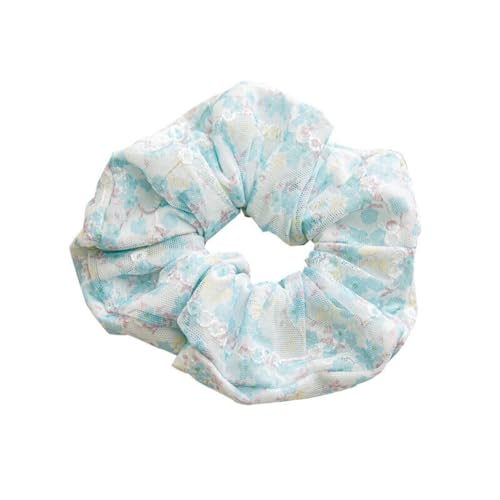 F DREAM Women Fashion Floral Print Scrunchies Solid Long Hair Ribbon For Women Floral Elastic Bow Hair Rope Ponytail Scarf Sweet Elastic Hair Band Hair Accessories(Color-Blue)