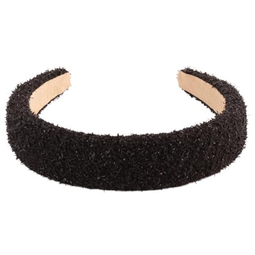 F DREAM 1pc Women's Black-Colored Sparkly Wide Headband, Fashion Hair Accessories, Autumn& Winter