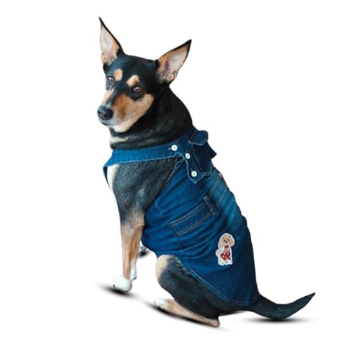 Luala Denim Dog Jacket for Small, Medium & Large Dogs | Stylish Blue Jeans Vest Pet Clothing | Soft, Comfortable & Lightweight Dog Wear