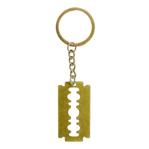 Lulala Pewter Faux Razor Blade Keychain/Key Ring Themed Accessories for Men and Women (Razor Blade)