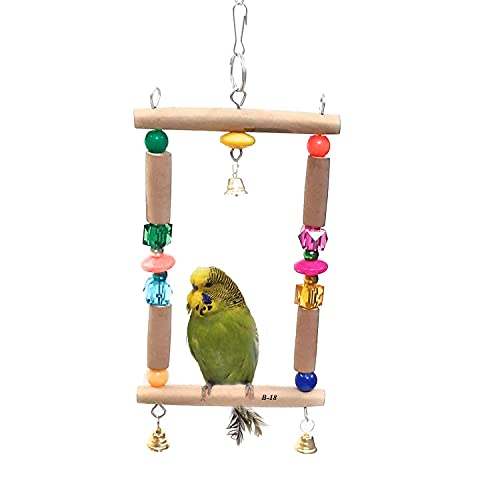 Emily Pets Bird Swing Toys, Chew Toys with Hanging Cage Toys for Small Parakeets, Cockatiels, Conures, Finches, Budgie, Macaws, Parrots, Love Birds (Multicolor)