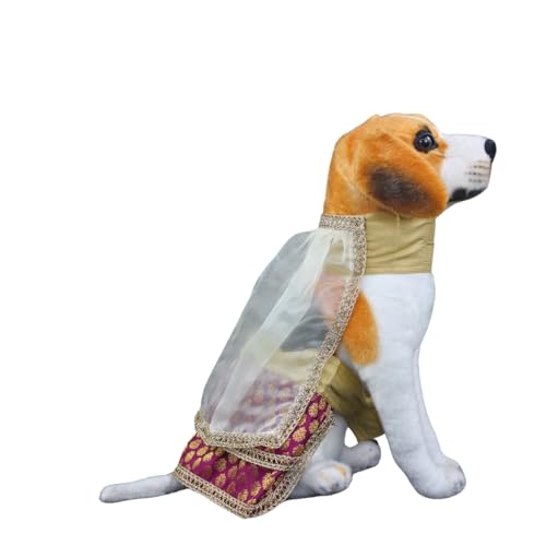 Lulala Ethnic Dog Lehenga Choli with Dupatta Traditional Indian Outfit for Pets Costume Dress for Female Dog and Puppies (Maroon-28 Inch)