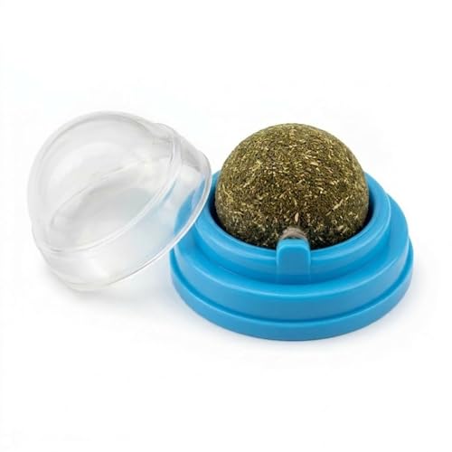Cature Catnip Ball for Cats, Rotating Cat Mint Lick Ball Toy with Self-Adhesive Holder, Natural Catnip Treat for Indoor Cats & Kittens