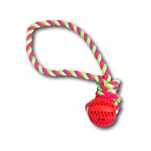 emily pets Dog Fetch Rope Ball Chew Toy Tooth Cleaning Toy for Dogs Robust Natural Rubber Dog Ball IQ Training Ball Interactive Pet Toy for Medium and Small Dogs Pets(Size:L,Color:Red)