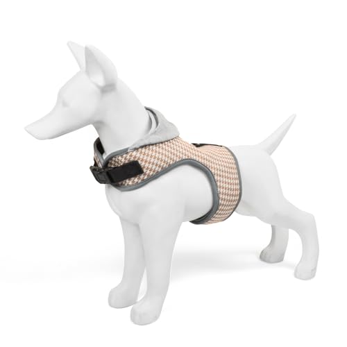 Emily Pets Cat Harness Walking Escape Proof, Cat Hoodie Sweaters Adjustable Cat and Dog Harness with Cap for Cat Kitten Puppy (Beige, L)