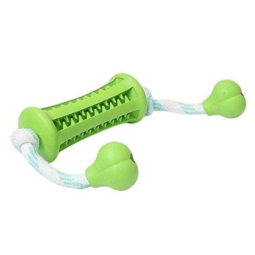 Emily Pets Dog Chewing Toys, Rubber Dog Toys, Puppy Teething Toy, and Rubber Toothbrush Toys with Washable Cotton Rope Cleaning Teeth Training (Green)