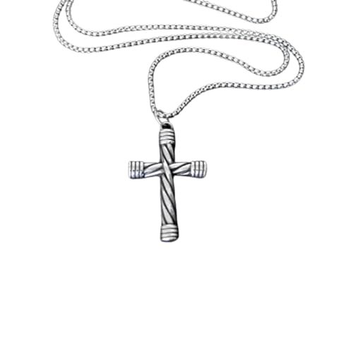 F Dream Stainless Steel Cross Necklace Vintage Twisted Religious Cross Pendant Chain for Men & Women (Cross Necklace)€¦