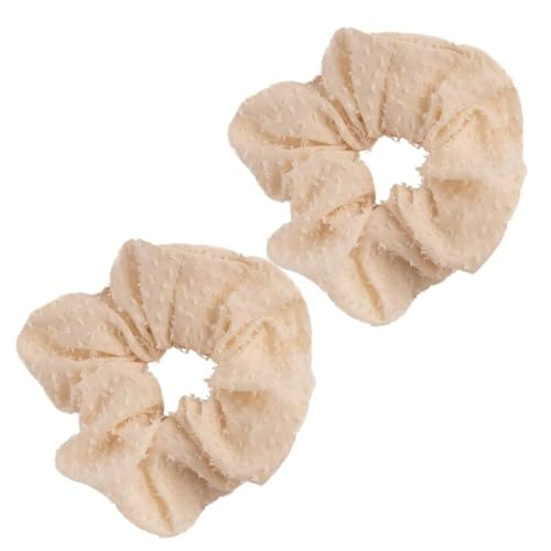 F DREAM Women's Fabric Scrunchie, Wide Scrunchies, Fashion Hair Accessories,Hair Ties, Hair Band, Ponytail Holder,Rope Ring, Hair Scrunchies Rubber Bands for Women/girls (Pack2-White)