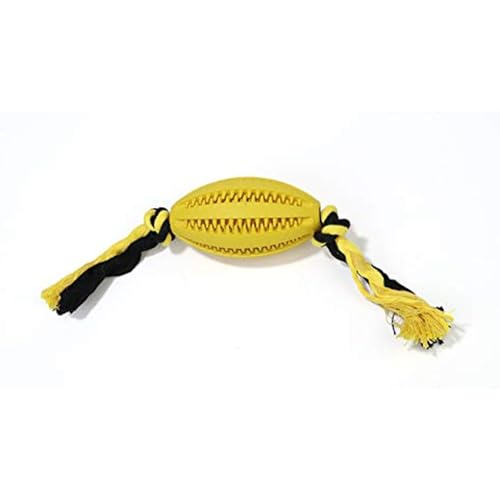 emily pets Dog Toy Pet Rubber Toy Molars Clean Teeth Rugby Medium and Large Dog Toys (Yellow)