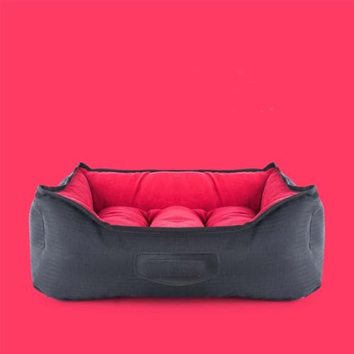 cature Care by Nature Dog Bed for Small Dogs and Cats Wide Sided Washable Bed, Rectangle Comfy Bed for Dog, Durable Pet Cuddle Bed, Warm Soft Cool Puppy Bed for Sleeping, Non-Slip Bottom (Red, Small)
