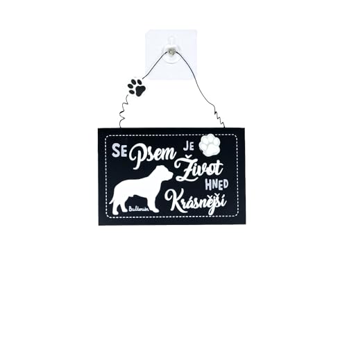 F Dream Decorative Wall Hanging Wooden Bulterier Printed Wooden Home Decor for Dog Pet Lovers, Hanging Decorative Wall Sign, 6.29 Inch by 4.13 Inches