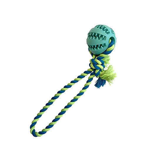emily pets Dog Fetch Rope Ball Chew Toy Tooth Cleaning Toy for Dogs Robust Natural Rubber Dog Ball IQ Training Ball Interactive Pet Toy for Medium and Small Dogs Pets(Size:Small,Color:Blue)