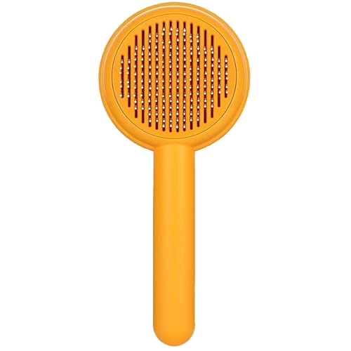 Cature Care by Nature Dog Grooming Brush - Dog Cat Bunny Pet Self Cleaning Slicker Brush - Easy to Remove Loose Undercoat, Pet Massaging Tool Suitable for Pets with Long or Short Hair (Yellow)