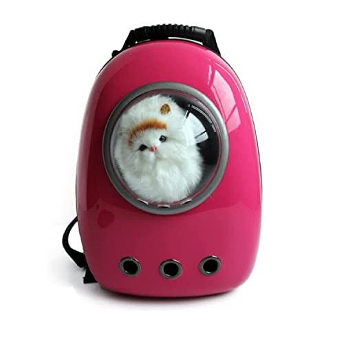 Emily Pets Cat Dog Carrier Backpack Traveler Bubble Space Capsule Travel Bag Breathable Pet Carrier Bag for Small Dog Cats (Hot Pink)
