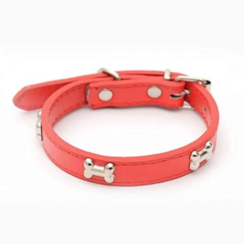 Emily Pets Adjustable Dog Collar 0.9 Inch with Metal Designer Stud (Red)