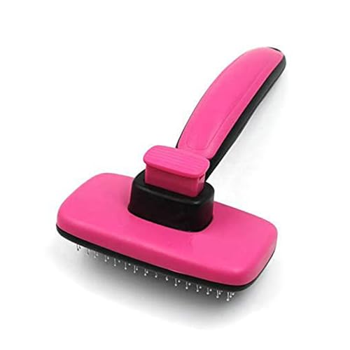 Emily Pets Self Cleaning Slicker Brush Dog & Cat Brush Pet Grooming Brush for Medium And Long Haired Dogs Cats To Removes Loose Hair, Dead Fur, Tangles, Dirt-Pink