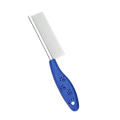 Emily Pets Single Side Stainless Steel Pin Dog Grooming Brush with Soft Grip Plastic Handle For Removing Matted Fur, Knots & Tangles, Shedding Comb-Medium (Blue)