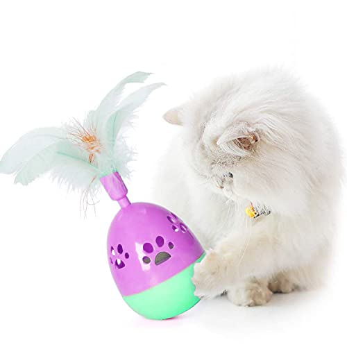 Emily Pets Interactive Cat Toy for Indoor Cat Feather Toys,Automatic Pet Exercise Toys,Tumbler Cat Toys for Play Cats/Kitten with Feather,Cat Feather Toy(Voilet)