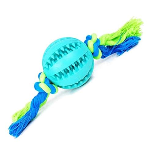 emily pets Dog Chew Ball Interactive Toys, Dog Cleans Teeth Training Balls on Cotton Rope for Small Dogs (Blue)