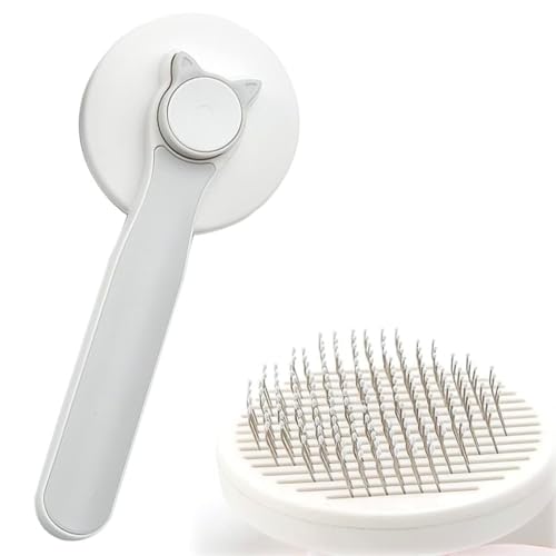 Cature Care by Nature Cat Comb for Skin and Grooming, Self-Cleaning Slicker Brush for Short or Long-Haired Cats, Cat Grooming Brush for Kitten Puppy Massage Removes Mats, Tangles and Loose Fur - Grey