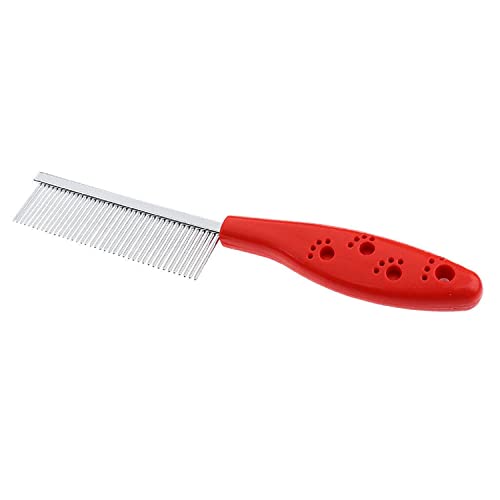 SRIPET Comb for Dogs & Cats,Dog Grooming Comb,Cat Comb,Dog Combs for Grooming,Metal Dog Comb for Removing Matted Fur, Knots & Tangles,Shedding Comb (S,Red)