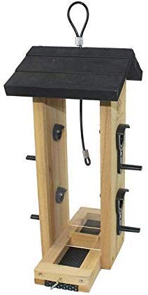WildbirdCare Hanging Platform Wooden Bird Feeder with Easy to Clean Removable Cedar Tray for Outdoor Use