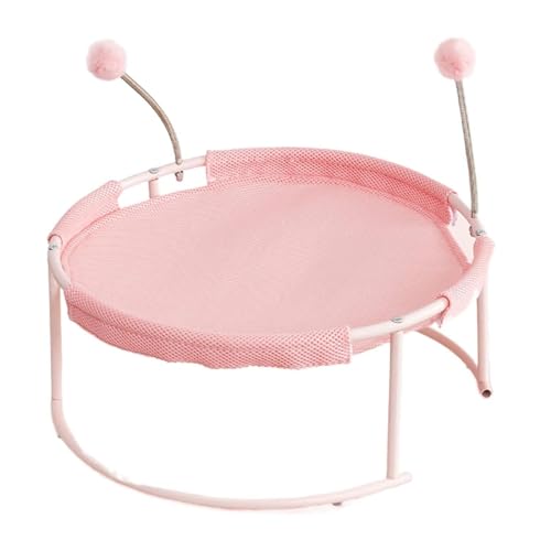 cature Care by Nature Mesh Cats Hammock Bed Breathable for Kittens with Dangling Spring Ball Stable Steel Frame Detachable and Washable Cover (Color May Vary)