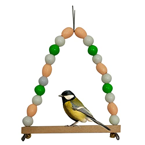 Emily Pets Natural Wood Hanging Swing Toy for Small & Medium Birds Wooden Perch, Training Aid, Stick for Budgies, Finches, Java, and All Medium Size Birds Bird Play Stand(Multicolor)