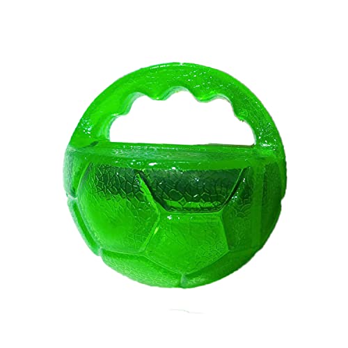 Emily Pets Dog Toys IQ Treat Ball Dog Food Dispenser Teeth Cleaning Chewing Non-Toxic Durable Rubber Playing Chew Squeaky Interactive Toy Footballs Pattern Blue