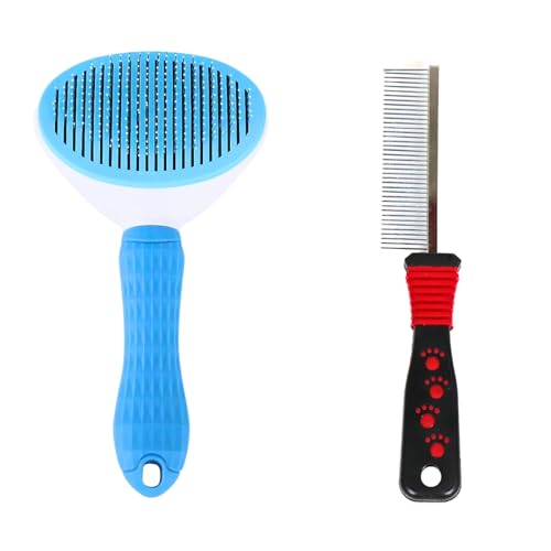 Cature Care by Nature Pet Dog Grooming Kit, Dog Slicker Brush and Pet Comb for Dogs, Puppies, Cats, Hamsters, and Rabbits (Pack 2-Multi Color)