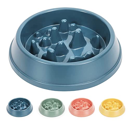 Emily Pets Preventing Choking Dog Slow Feeder Bowl Dog Food Bowl Slow Down Eating Speed and Increase Eating Time,Non-Slip, Durable and Easy to Clean(Blue)