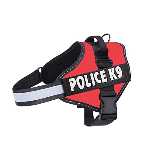 Emily Pets Police-K9 Dog Harness,No Pull Harness for dogs,Breathable and Easy Control with Handle & Leash Attachment ,Easy Walking Training for Dog,Dog Training No Escape Adjustable Reflective Vest(XL,Red)