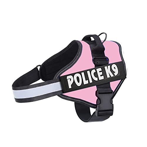 Emily Pets Police-K9 Dog Harness | No Pull Adjustable Dog Harness with Handle & Leash Hook | Breathable Reflective Training Vest for Easy Control & Walking | XL, Pink