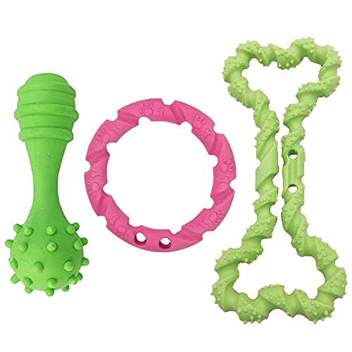 SRIPET Dog Chew Toy Combo, Playing Chewing Interactive Durable Small Puppy Dog Toys 3 in 1 Combo Pack (Color May Vary, Pack of 3)
