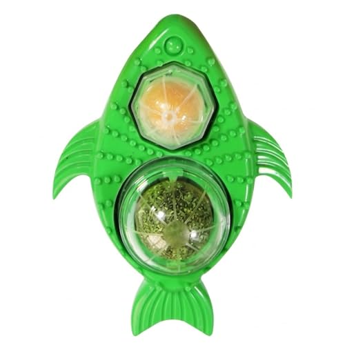 Cature Fish-Shaped Catnip Toy with Treat Dispenser Ball, Interactive, Self-Play, and Teeth-Cleaning Chew Toy for Indoor Cats and Kittens