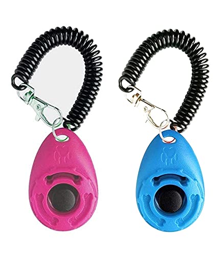 Emily Pets Dog Training Clicker with Wrist Strap Durable Lightweight Easy to Use, Pet Training Clicker for Cats Puppy Birds Horses. Perfect for Behavioral Blue Pack of 2