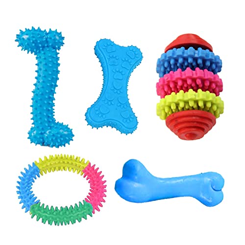 SRIPET Pets 5 Piece Dog Toy Set Pack with Dog Chew Toys,Chew Toys for Dog,Rubber Chew Toy Combo,Playing Chewing Interactive Durable Small Puppy Dog Toys 5 in 1 Combo Pack(NOT for Aggressive CHEWERS)