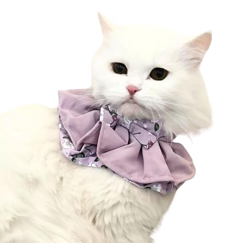 Lulala Floral Cat Collar with Bow – Adjustable Soft Fabric Pet Accessory for Cats & Kittens | Cute, Comfortable Outfit for Everyday Wear, Photoshoots & Special Occasions (Large)