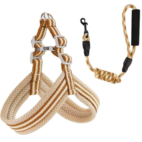 cature Care by Nature Dog Harness Set Soft And Adjustable Vest Pet Leash Set Explosion-Proof Dog Leash Chest Harness Suitable For Outdoor(Beige,Large)