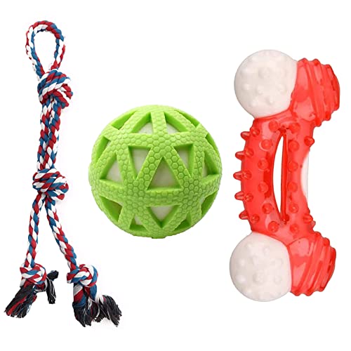 emily pets Chewing Teething Fetching Durable Toy, Chew Dog Toys Rope for Small & Medium Dogs (Pack of 3, Color May Vary)