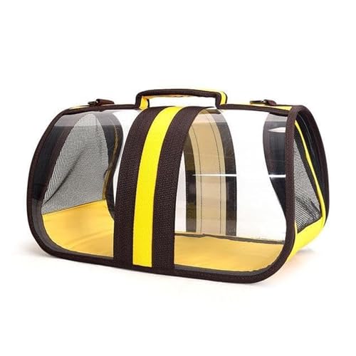 Cature Care by Nature Transparent Cat Carrier Pet Handbag Travel See-Through Design Breathable Shoulder Bag for Cats and Puppies (Extra Small, Yellow)