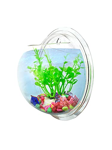 Emily Pets Emily Pets Mirror Background Wall Aquarium with Stone and Fish Acrylic Net for Fish and Plant Fish Bowl Small