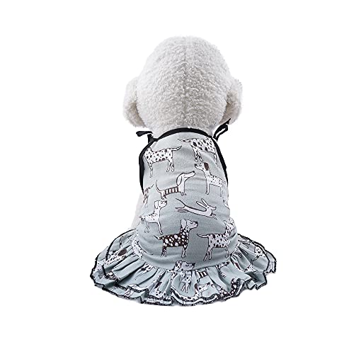 Emily Pets Dog Summer Dress Sweetie Aminal Pattern Pet Summer Clothes Spaghetti Pet Summer Cool Sleeveless Dress for Dog Cat(Pista,S)